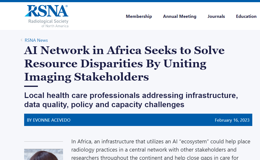 RSNA News Feature – AI Network in Africa Seeks to Solve Resource Disparities By Uniting Imaging Stakeholders