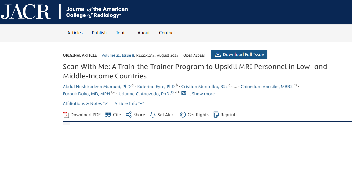 Scan With Me: A train-the-trainer program to upskill MRI personnel in low- and middle-income countries.